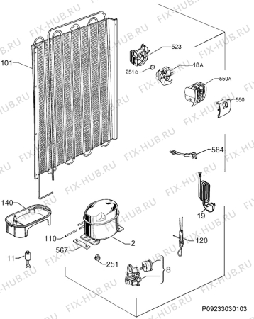 Взрыв-схема холодильника John Lewis JLBILIC03 - Схема узла Cooling system 017