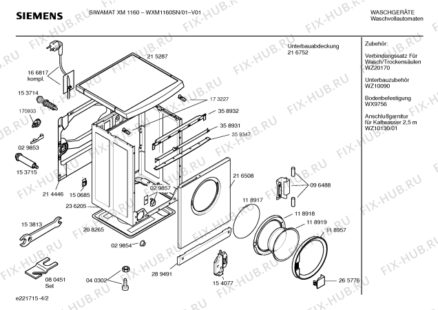 Схема №4 WXM1060SN SIEMENS SIWAMAT XM 1060 с изображением Инструкция по установке и эксплуатации для стиралки Siemens 00527148