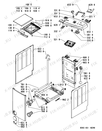 Схема №2 AWE 6519 с изображением Декоративная панель для стиралки Whirlpool 480111102472