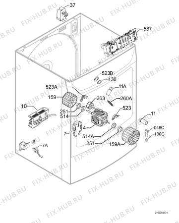 Взрыв-схема сушильной машины Rex Electrolux RDC67550W - Схема узла Electrical equipment 268