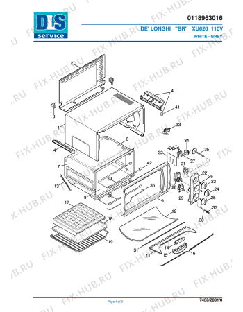 Схема №1 XU620 110V WHITE-GREY с изображением Электрорегулятор для духового шкафа DELONGHI 5518101300