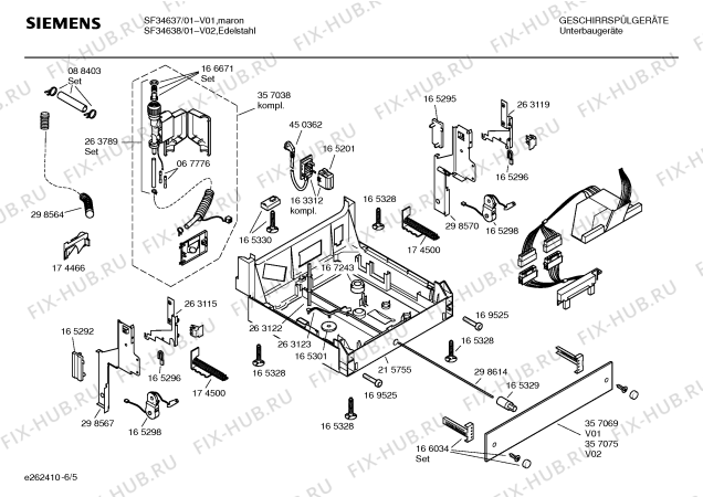 Взрыв-схема посудомоечной машины Siemens SF34637, Extraklasse - Схема узла 05