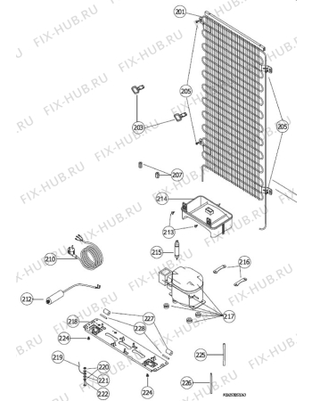 Взрыв-схема холодильника Zanussi ZRB35180WA - Схема узла Cooling system 017