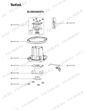 Схема №4 BL985A66/870 с изображением Крышка для чаши для электроблендера Tefal MS-651721