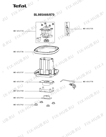 Схема №4 BL985A66/870 с изображением Чаша для электромиксера Tefal MS-651724