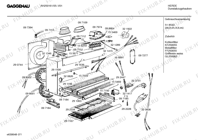 Схема №2 AH250161 с изображением Инструкция по эксплуатации Gaggenau для вентиляции Bosch 00518533