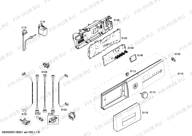 Схема №5 WM14E3R0 E 14.3R с изображением Панель управления для стиралки Siemens 00667716