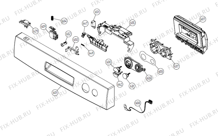 Схема №1 DM 17 SE   -White Bi (900001023, DW20.1) с изображением Сенсорная панель для электропосудомоечной машины Gorenje 342690