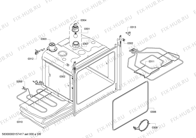 Взрыв-схема плиты (духовки) Siemens HB331E0GC - Схема узла 03