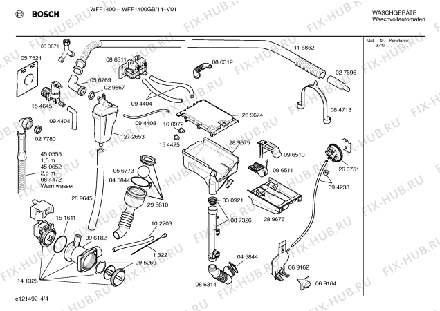 Схема №4 WFF1400GB WFF1400 с изображением Переключатель для стиральной машины Bosch 00265085