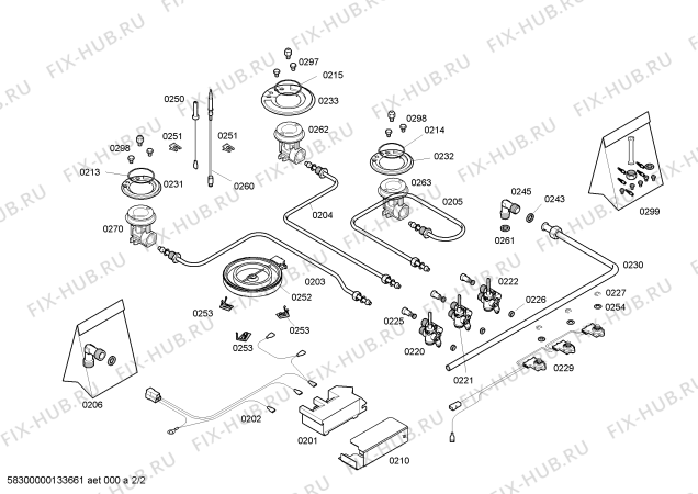 Схема №2 ER617501 с изображением Трубка горелки для плиты (духовки) Siemens 00437822