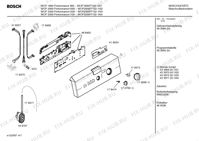 Схема №4 WOP1800FF WOP1800 Performance900 с изображением Панель управления для стиралки Bosch 00433969