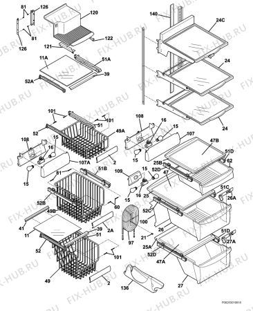 Взрыв-схема холодильника Electrolux ENL62981X3 - Схема узла C10 Cabinet/Interior