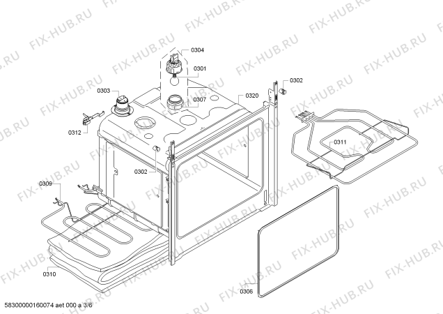 Схема №6 VVH22A3150 с изображением Кабель для духового шкафа Bosch 00657035