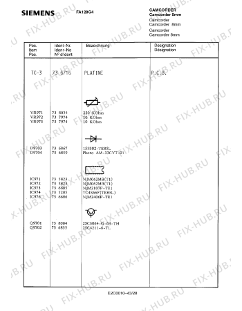 Схема №41 FA128G4 с изображением Пульт дистанционного управления для видеоэлектроники Siemens 00756053