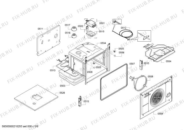 Взрыв-схема плиты (духовки) Bosch HKS79U250 - Схема узла 05