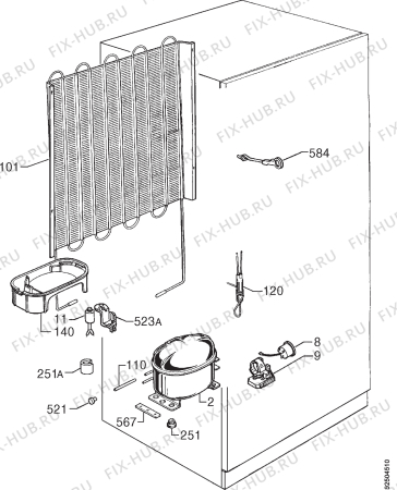 Взрыв-схема холодильника Privileg 052525 3 - Схема узла Cooling system 017