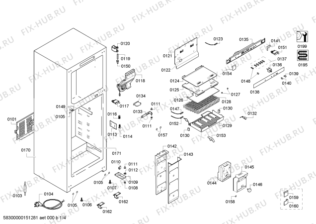 Схема №3 KDN53X46ME с изображением Дверь для холодильника Bosch 00710637