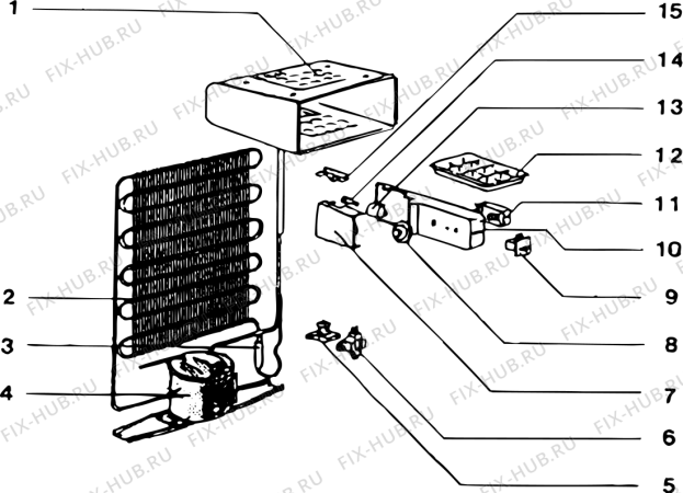 Взрыв-схема холодильника SCHOLTES RTT155 (F008697) - Схема узла
