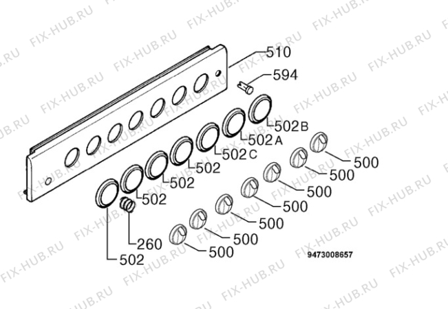 Взрыв-схема плиты (духовки) Electrolux EKM6600W - Схема узла Command panel 037