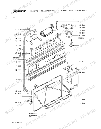 Взрыв-схема плиты (духовки) Neff 195305802 F-1037.53LRCSM - Схема узла 02