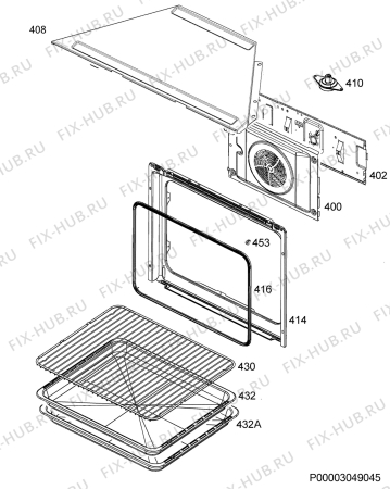 Взрыв-схема плиты (духовки) Zanussi ZOU20301WK - Схема узла Oven