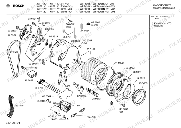 Взрыв-схема стиральной машины Bosch WFF1201 - Схема узла 04