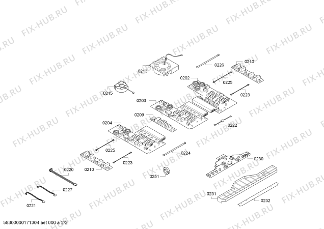 Взрыв-схема плиты (духовки) Neff T55T95X2 IH6.1 - Flex - Схема узла 02