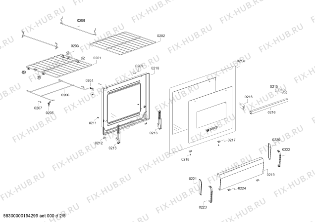 Взрыв-схема плиты (духовки) Bosch HSG45I30SE HSG45I30SE Cocina a gas Bosch Inox - Схема узла 02