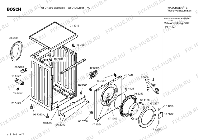 Взрыв-схема стиральной машины Bosch WFD1260II WFD1060 electronic - Схема узла 02