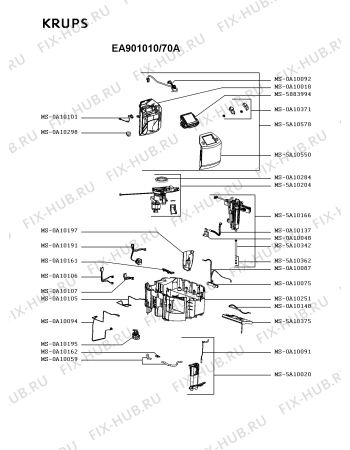 Взрыв-схема кофеварки (кофемашины) Krups EA901010/70A - Схема узла 0P004885.2P3
