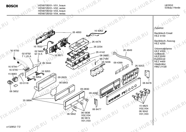 Схема №6 HEN870B с изображением Панель управления для плиты (духовки) Bosch 00295364
