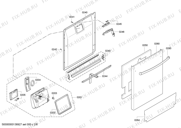 Взрыв-схема посудомоечной машины Bosch SHX68E15UC - Схема узла 02