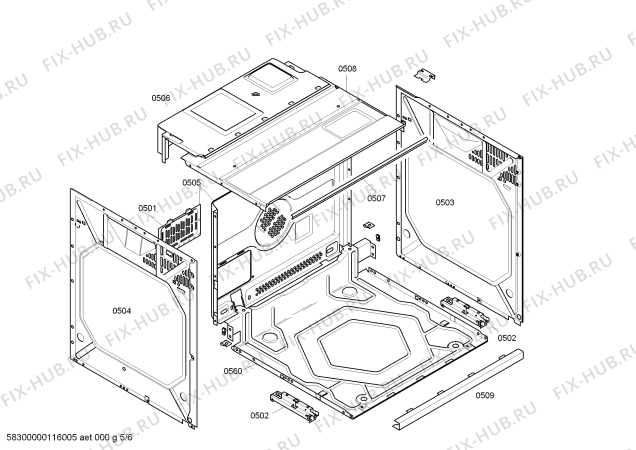 Взрыв-схема плиты (духовки) Siemens HB870270 - Схема узла 05