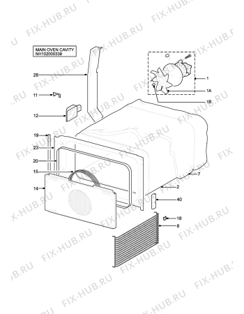 Взрыв-схема плиты (духовки) Parkinson Cowan R1200GRN - Схема узла H10 Main Oven Cavity (large)