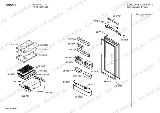 Взрыв-схема холодильника Bosch KIF3040 - Схема узла 02