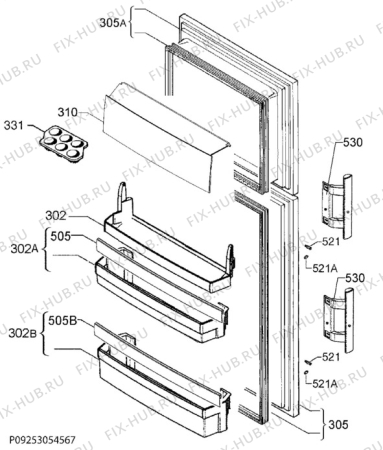 Взрыв-схема холодильника Aeg S72300DSW1 - Схема узла Door 003