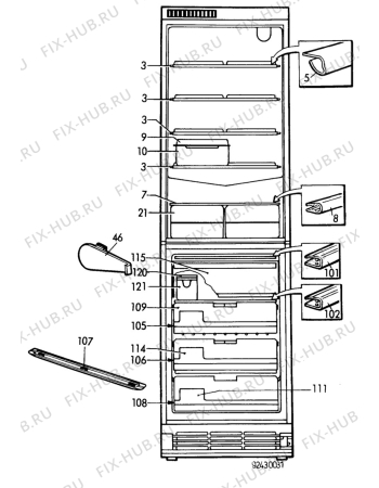 Взрыв-схема холодильника Zanussi ZTC25/14PR - Схема узла C10 Interior