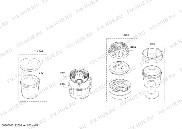 Взрыв-схема кухонного комбайна Bosch MUM50136 - Схема узла 04