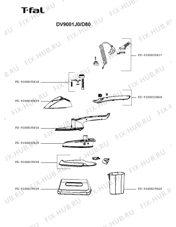 Схема №1 DV9001E0/D80 с изображением Ручка для электропарогенератора Seb FS-9100033868