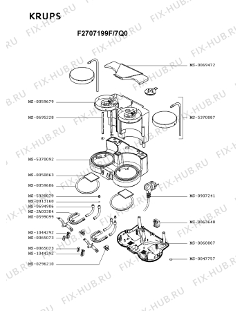 Взрыв-схема кофеварки (кофемашины) Krups F2707199F/7Q0 - Схема узла KP004484.0P2