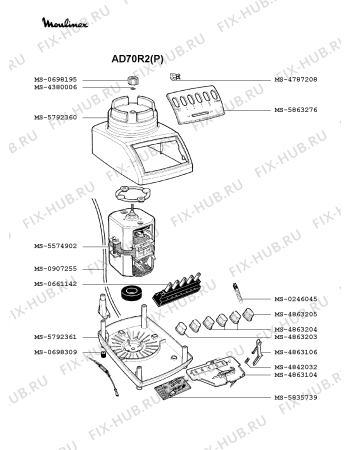 Взрыв-схема блендера (миксера) Moulinex AD70R2(P) - Схема узла 9P001232.1P2