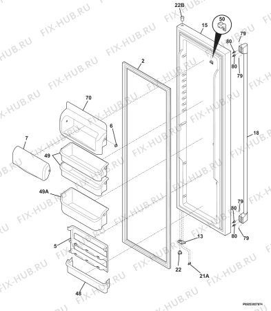 Взрыв-схема холодильника Aeg Electrolux S65628SK2 - Схема узла Refrigerator door