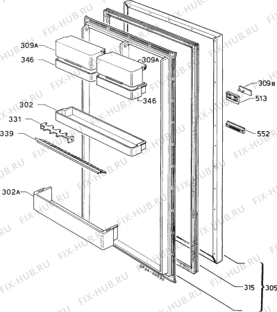 Взрыв-схема холодильника Zanussi ZI6240 - Схема узла Door 003
