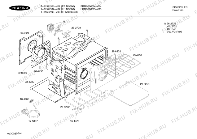 Взрыв-схема плиты (духовки) Profilo T-31522 - Схема узла 04