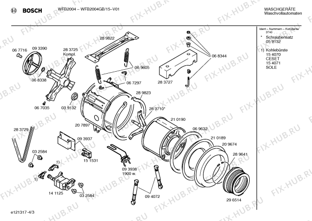 Взрыв-схема стиральной машины Bosch WFB2004GB BOSCH WFB 2004 - Схема узла 03