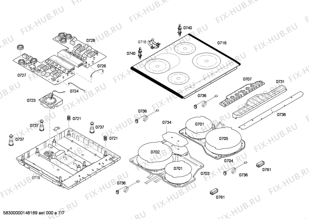 Взрыв-схема плиты (духовки) Bosch HCE748220 - Схема узла 07