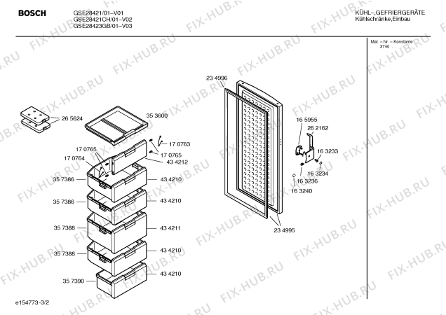 Взрыв-схема холодильника Bosch GSE28421 - Схема узла 02