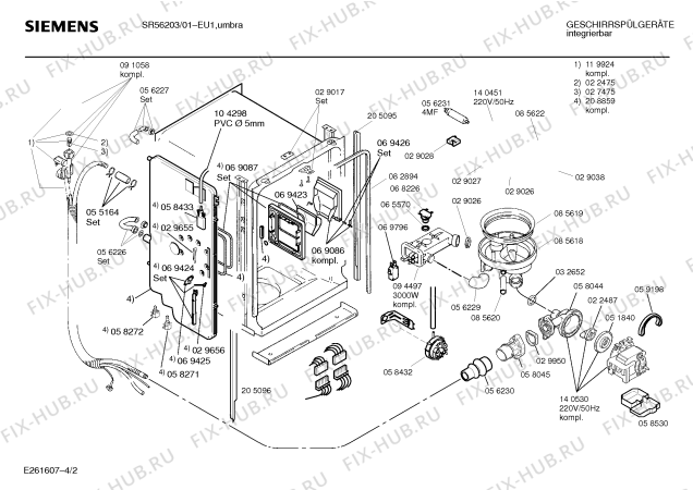 Взрыв-схема посудомоечной машины Siemens SR56203 - Схема узла 02