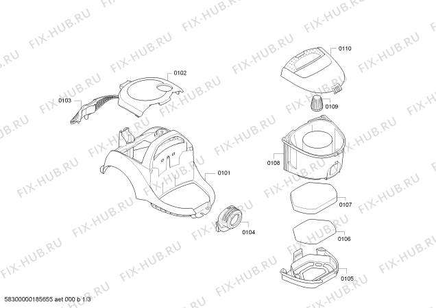 Схема №2 BGS2232 GS-20 с изображением Нижняя часть корпуса для пылесоса Bosch 11002801